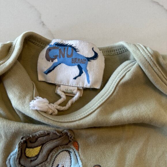 GNU BRAND Green Dinosaur Romper - Size 12/18 Months - Picture 2 of 4